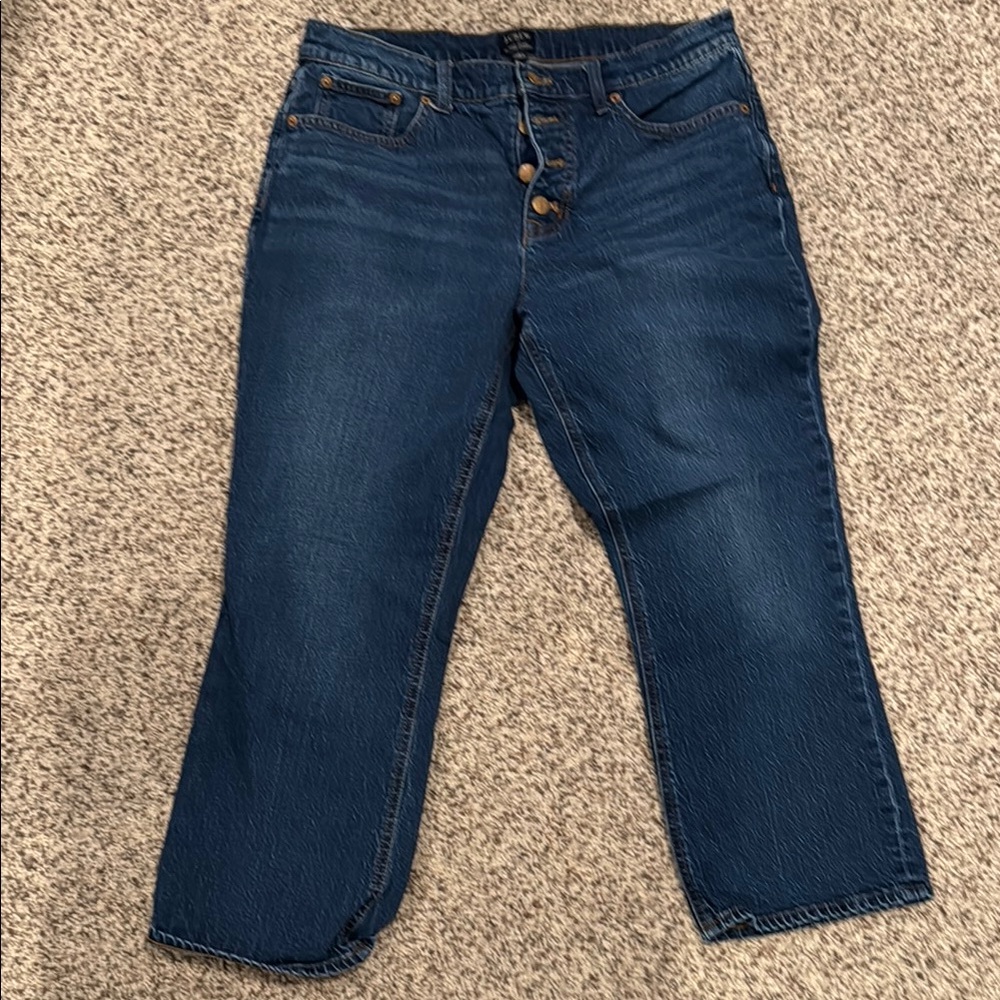 J. Crew Dark Blue High-Rise Cropped Jeans